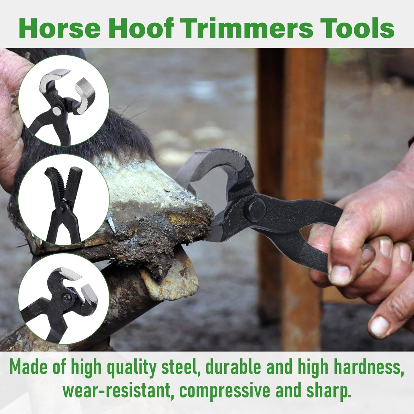 lukar 8PCS Farrier Tools Kit Horse Hoof Trimmers, Includes Horse Hoof Nipper, Horseshoe Cutting Pliers, Hoof Nail Clincher, Hoof Hammer, Hoof Knife, Rasp File, Horseshoe Brush