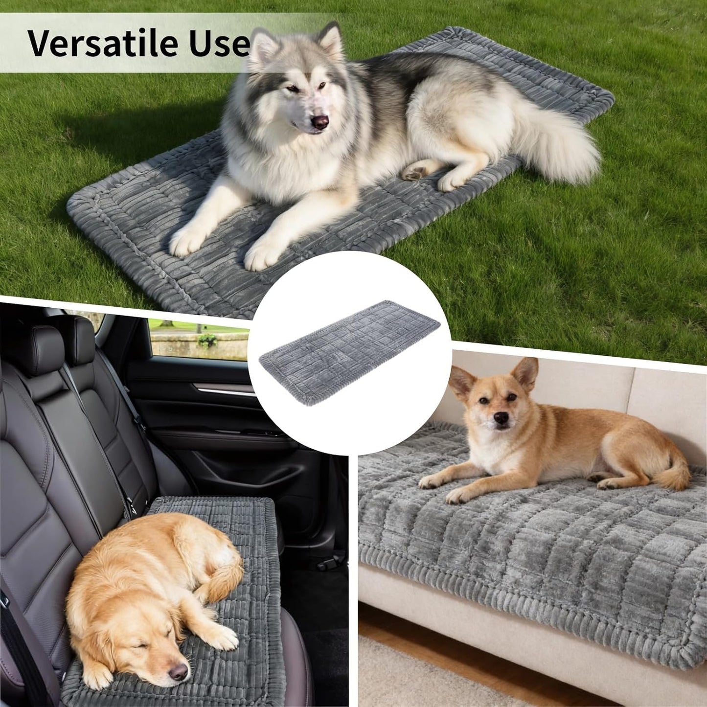 Backseat Dog Blanket for Car, Non-Slip Dog Bed Car Seat Protector, Soft & Cozy Dogs Blanket, Gray Machine Washable Travel Pet Mat for Cars, 24.4 x 53.9 in
