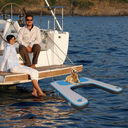 Inflatable Plank Dog Float Ramp,Up to 180lbs Dog Water Ramp Ladder with Non-Slip Dock Platform for Swimming Pool,Boat,Lake