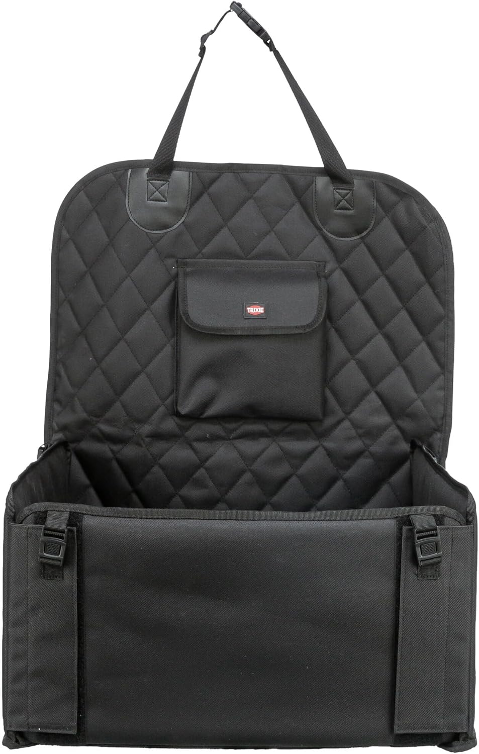 Trixie Lite Dog Car Seat 17.7 × 9.4 × 17.7 in – Foldable Booster with Safety Tether, Side Pocket & Fold-Down Panels – Travel Bed for Small Dogs with Water-Resistant Fabric