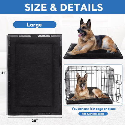 HOMBYS Indestructible Chew Proof Dog Bed with 20 Metal Rivets - Ultra Durable 0.8" Thick Kennel Mat for Aggressive Chewers & Teething Puppies, Waterproof Pet Bed Fits Large Crates (41" x 28")