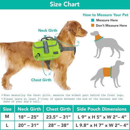 PetAmi Dog Backpack for Medium & Large Dogs, Saddle Bag for Dogs to Wear for Hiking, Pet Backpack Harness Dog Pack with Reflective Side Pockets for Walking Running