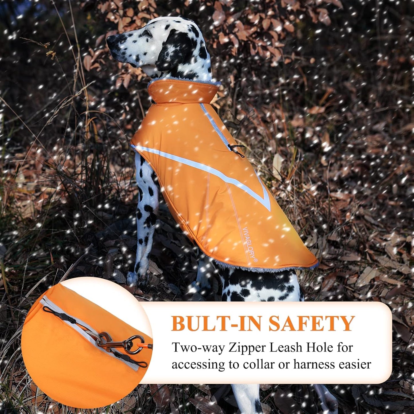 VIVAGLORY Hands Free Dog Leash + Dog Coat, Running Waist Leash with Belt for Running Walking, Warm Fleece Lined Reflective