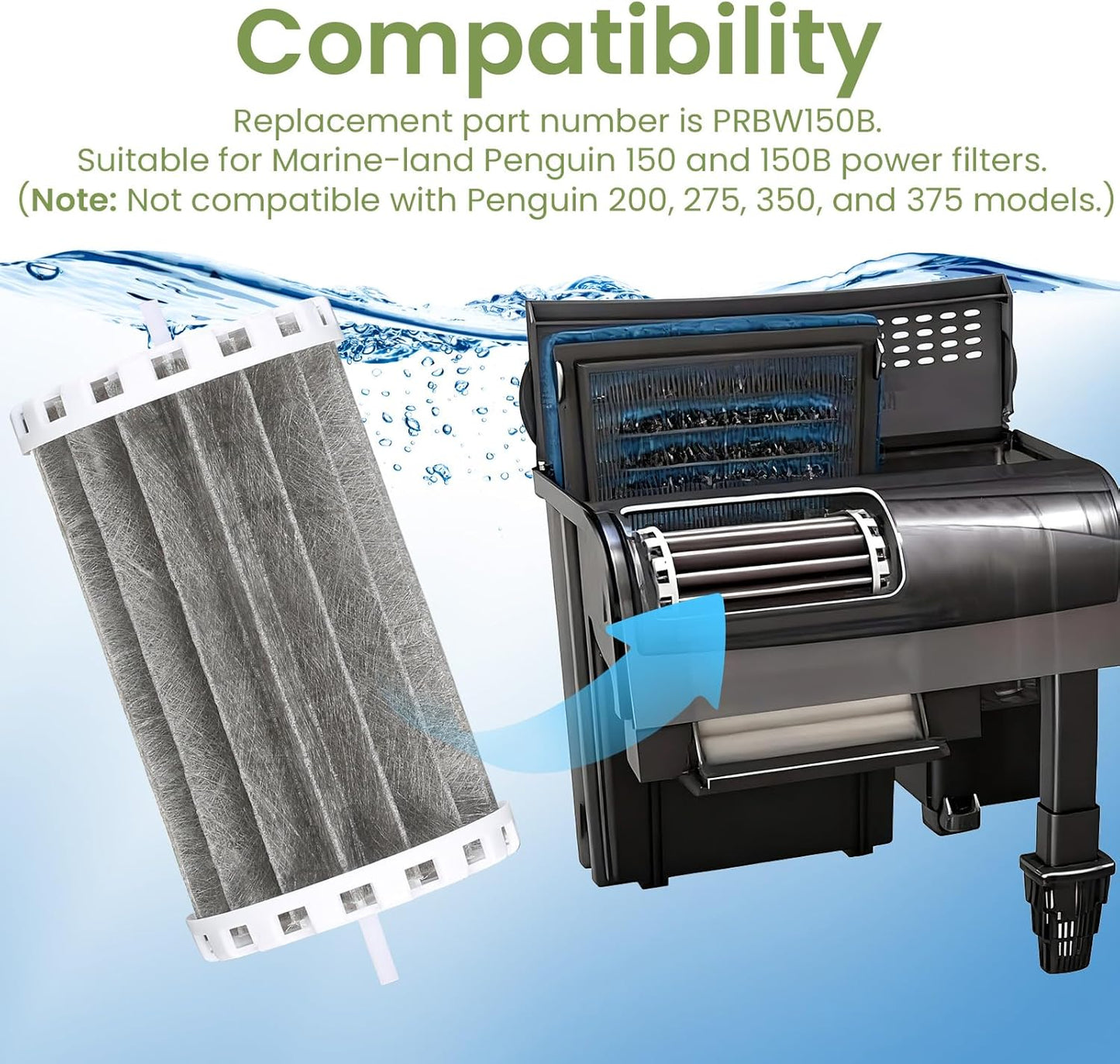 Aquarium Filter Compatible with Marineland Penguin 150/150B Power Filters,Bio-Wheel Assembly PRBW150B,Replacement Fish Tank Filter Parts,2 Pack