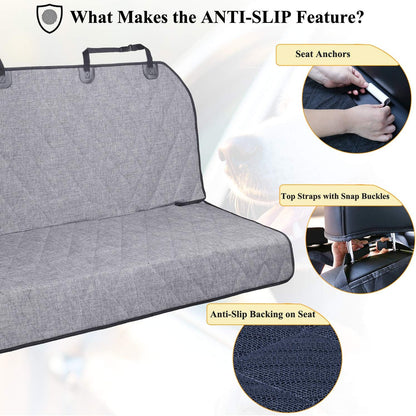 VIVAGLORY Dog Seat Belt + Dog Seat Cover, Chew Proof Waterproof Multi-Functional, Backseat Cover for Car