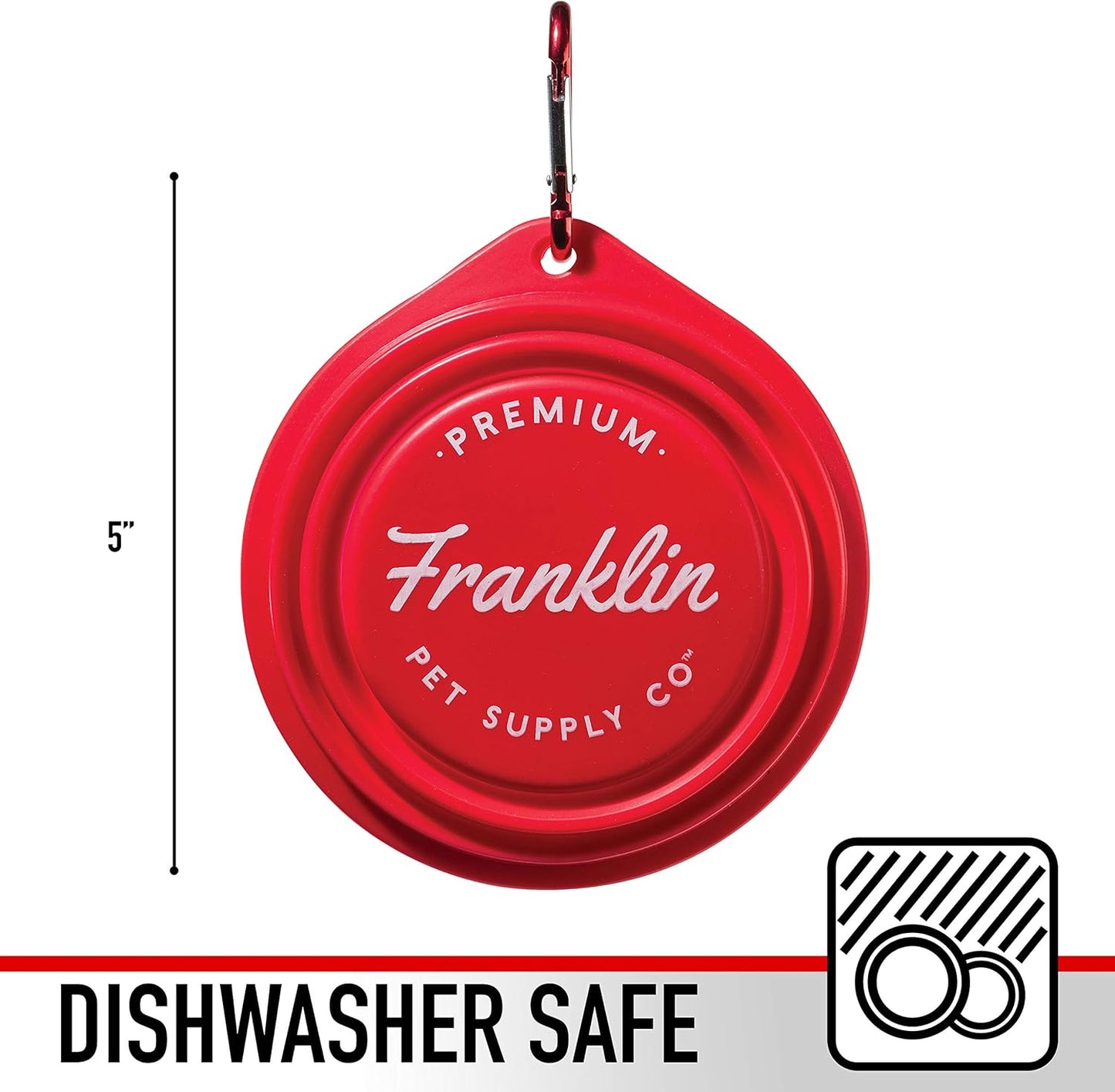 Franklin Pet Supply - Collapsible Pet Travel Bowl - BPA Free - Dogs- Cats - Dog Bowl- Food - Water Bowl - Small - Medium - Large Dog Food Bowl - Puppy- Includes Clip