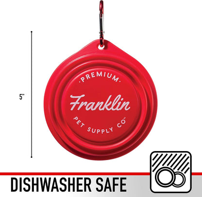 Franklin Pet Supply - Collapsible Pet Travel Bowl - BPA Free - Dogs- Cats - Dog Bowl- Food - Water Bowl - Small - Medium - Large Dog Food Bowl - Puppy- Includes Clip