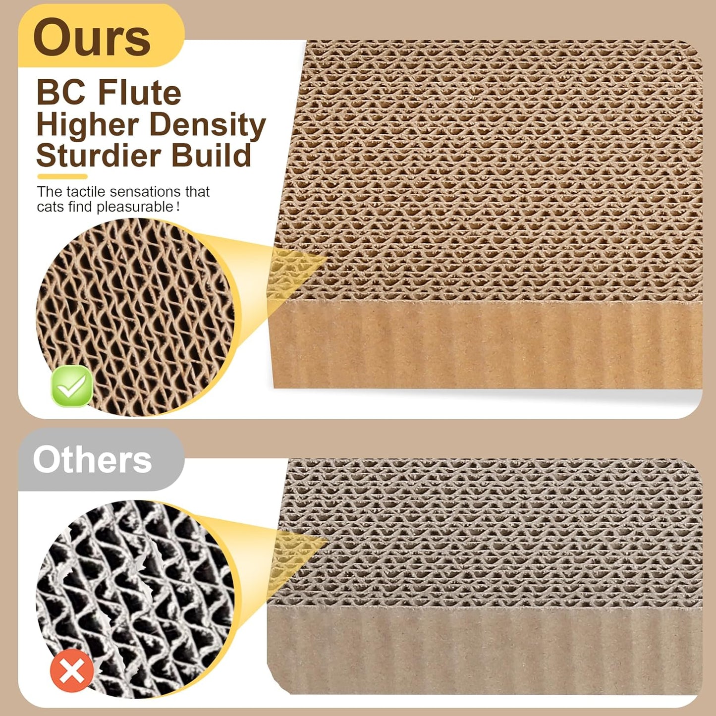 Cat Scratching Board 3 Pack – Reversible Cardboard Scratcher for Indoor Cats, Wide Boxed Scratch Pads with Bell Ball, Durable Corrugated scratchers as Furniture Protector