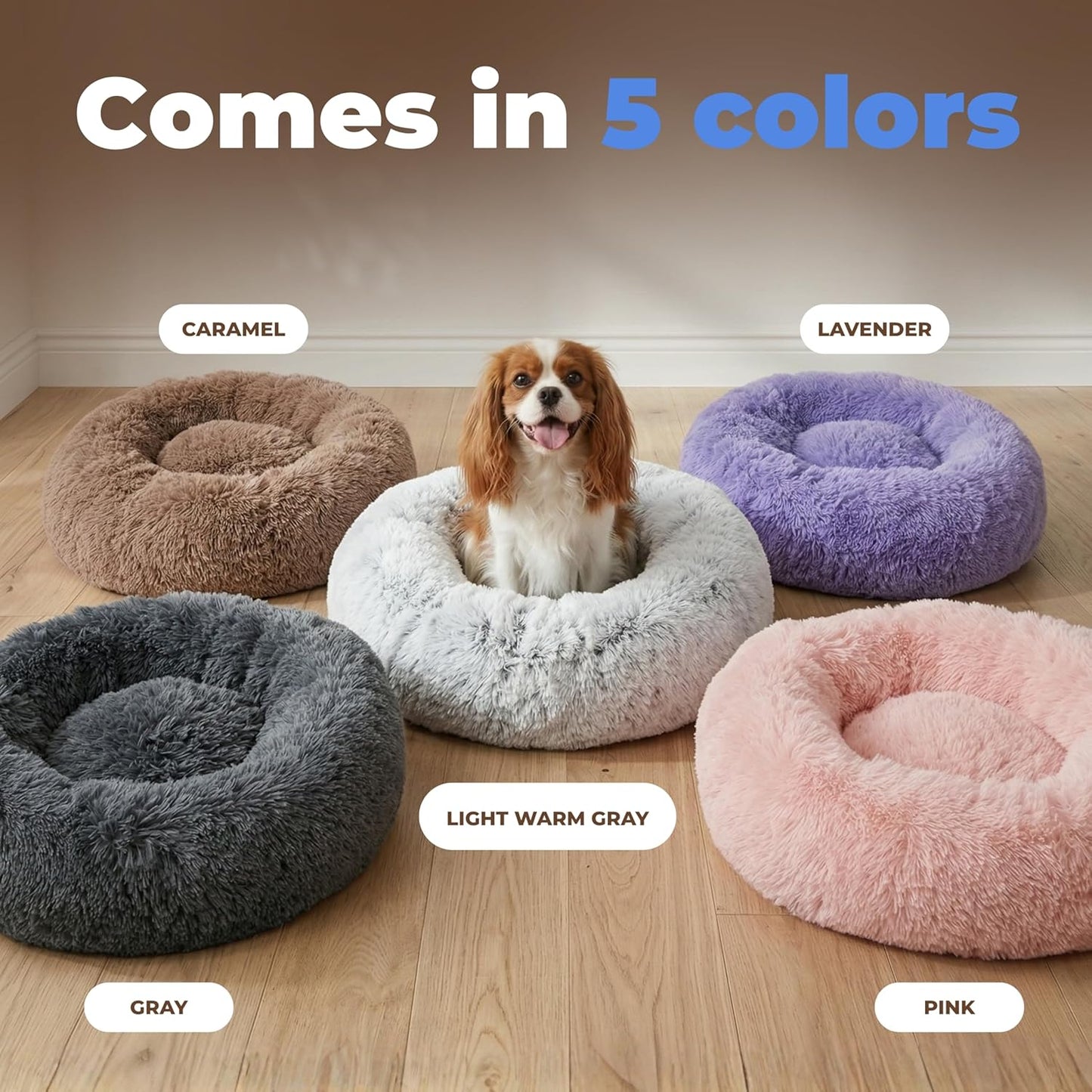 Best Pet Supplies Round Calming Dog Bed for Small, Medium & Large Dogs, Plush Donut Cuddler Pet Bed w/Raised Rim for Head, Neck Support, Anti-Slip Bottom Washable Bed - Light Warm Gray, 24 x 24 x 7