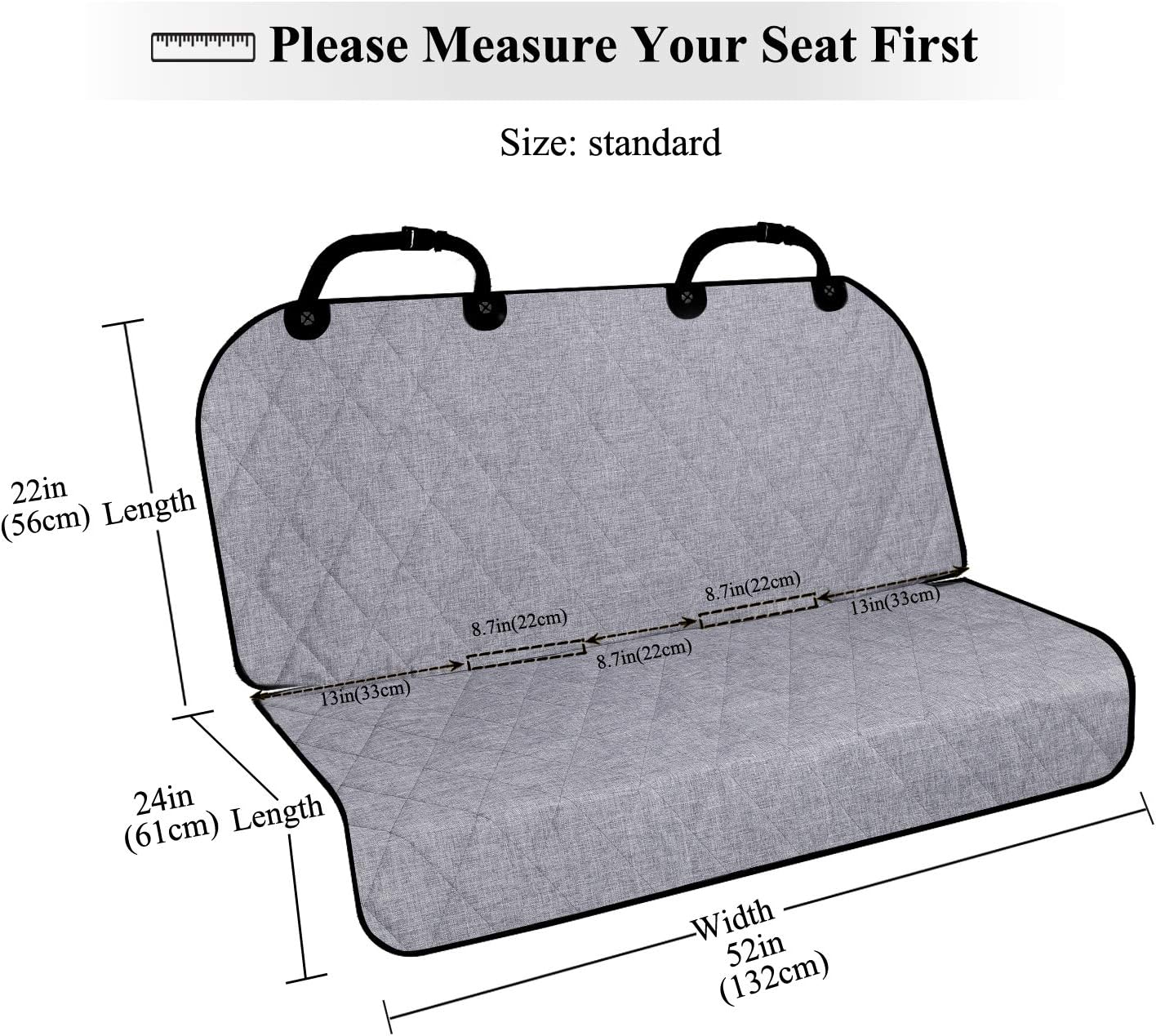 VIVAGLORY Dog Seat Belt + Dog Seat Cover, Chew Proof Waterproof Multi-Functional, Backseat Cover for Car