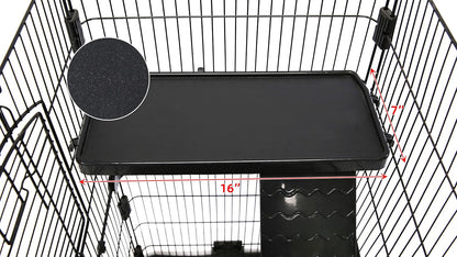 Homey Pet 3 Levels Chinchilla Ferret Pet Crate Small Animals Cages for Rat, Hamster, Guinea Pig, Squirrel, Include Caster Tray and Urine Guard (Black)