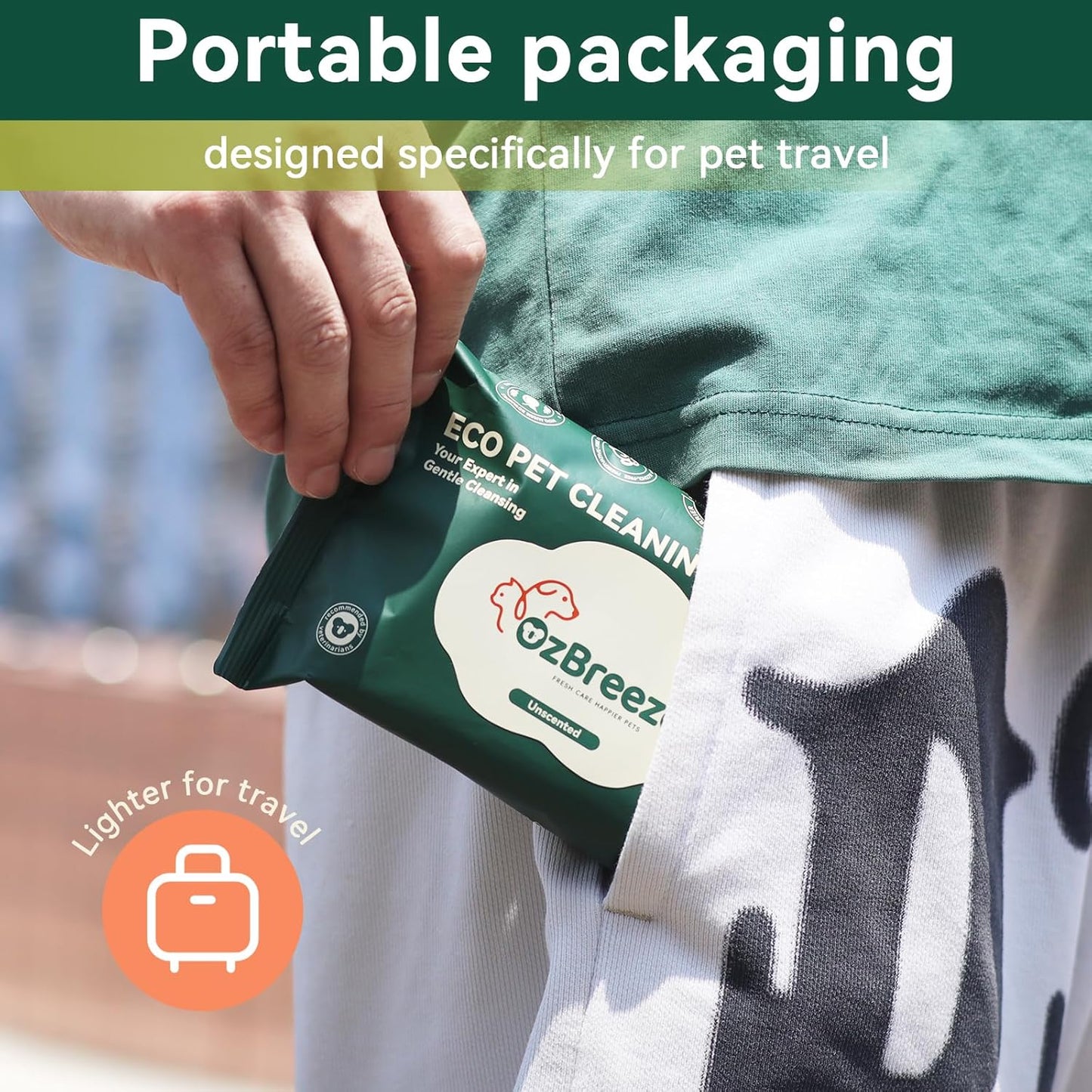 Fresh Care Happier Pets Cleaning Wipes – Unscented Grooming Wipes for Dogs & Cats | Coconut Oil, Jojoba, Sea Buckthorn, Kakadu Plum, Oat | No-Rinse Needed | Travel Pack 15×20cm, 7.9"x5.9"