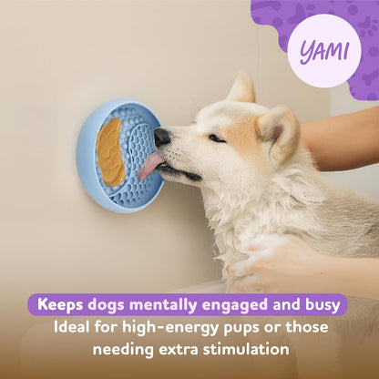 YAMI Bowl Lick Mat for Dogs & Cats, Slow Feeder Bowls, Cat Slow Feeder, Dog Enrichment Toys with Suction Cup for Anxiety Relief, Food-Grade Silicone, Dishwasher Fit, for All Breed (Light Blue)