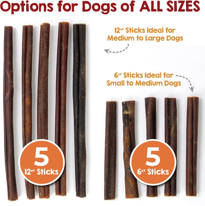 Riley's 12 Inch Beef Collagen Sticks for Dogs, Collagen Chews for Dogs, Bully Stick & Rawhide Alternative, Long Lasting, No Raw Hide Chews, Single Ingredient Dog Treat - 5 ct
