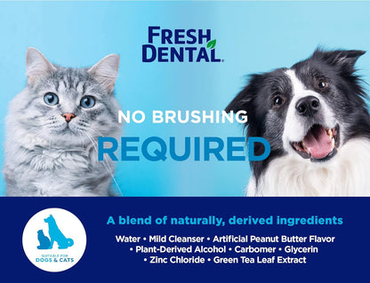 Fresh Dental Dog Toothpaste for Teeth Cleaning, Dog Breath Freshener, Easy Plaque & Tartar Remover Gel, No Toothbrush Needed, Effortless Dental Care, Tasty Peanut Butter Flavored Toothpaste, 4oz.