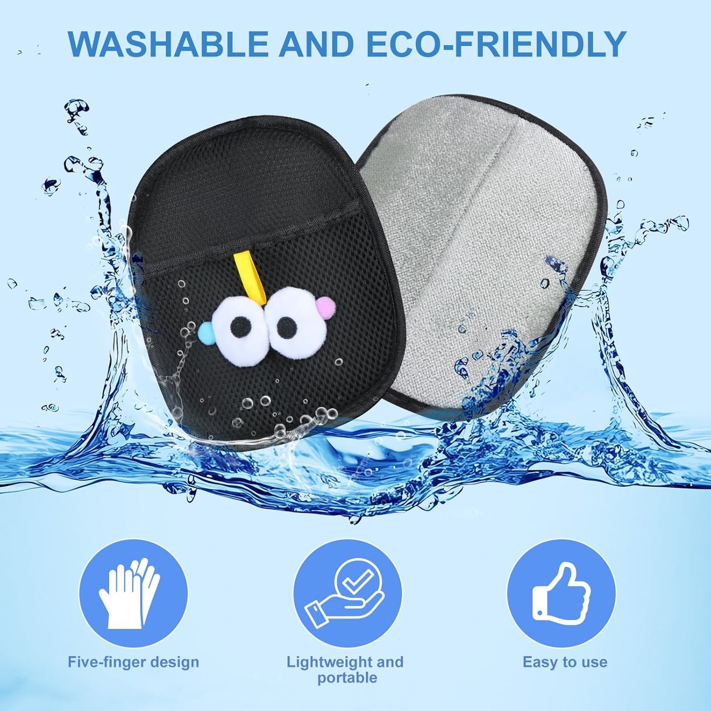 Pet Hair Removal Glove for Cats & Dogs 1PC and Cat & Dog Grooming Gloves for Shedding Brushes 1 Pair, Pet Hair Remover Tool for Clothing, Couch, Carpet, Car Seat, Deshedding Brush & Massage