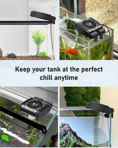 Pawfly Aquarium Chiller Fan, Quiet Aquarium Fan for Axolotl Tank, Fish Tank Cooling Fan, Aquarium Cooler with Adjustable Speed and Timer, Terrarium Fan Water Chiller for Freshwater and Saltwater Tanks