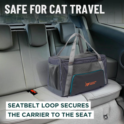 OutdoorBengal Zeppelin™ Airline-Approved Large Cat Carrier Soft – TSA-Approved Pet Carriers with Top Opening for Plane and Car Travel – Kittens or Small Dog Carrier (Black)