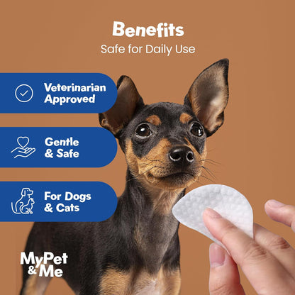 My Pet & Me Dog & Cat Eye Cleaning Wipes – 120 Ct | Tear Stain Remover | Natural Plant-Based Pet Wipes | Gentle Grooming Cloths for Daily Eye Care