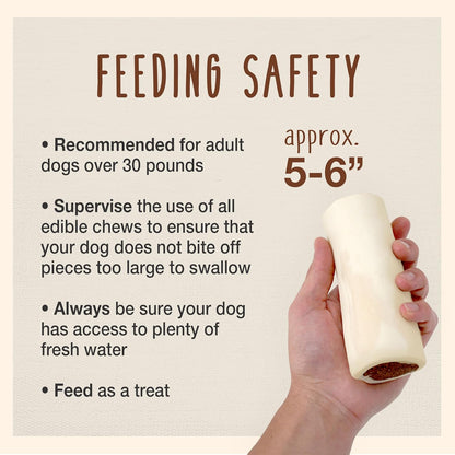 Cadet Stuffed Shin Bone, Long-Lasting Dog Chew Bones for Aggressive Chewers, High Protein Filled Bone Dental Chew for Dogs, Bacon & Cheese Flavor Filling, 5-6" for Large Dogs