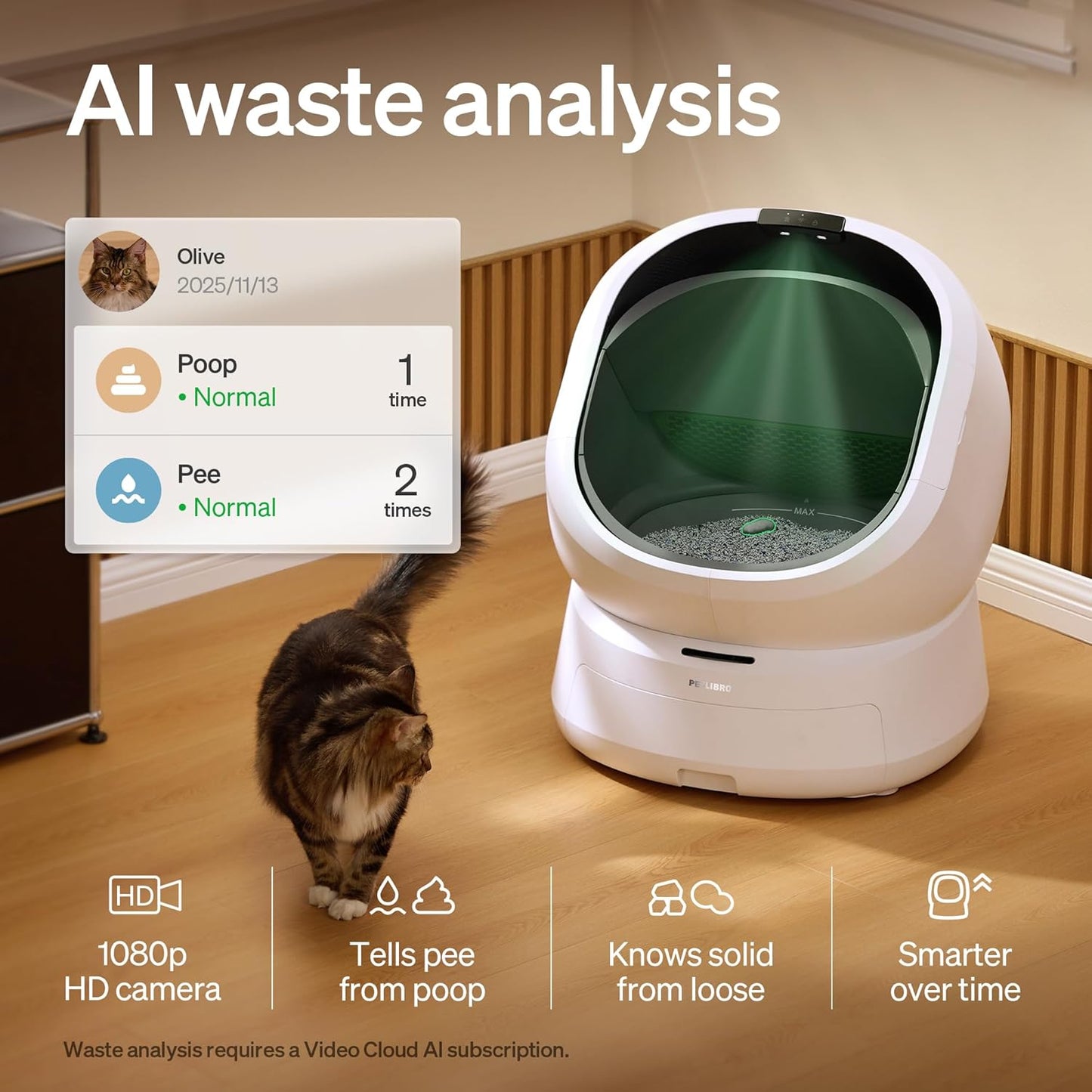 PETLIBRO Luma Automatic Cat Litter Box AI Camera Waste Analysis, Triple Safety Protection Self Cleaning Litter Box, Odor Control in-App Usage Tracking, Open-Top Multi-Cat Recognition LitterBox