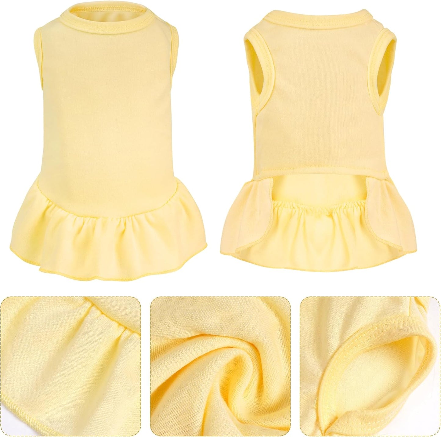 2 Pcs Dog Dresses Cat Skirt Solid Color Dog Clothes Summer Sleeveless Puppy Girl Clothes for Small Pet Dogs Cats (Yellow,Pink, Medium)