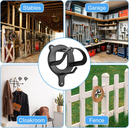 6 Counts Horse Bridle Rack, Iron Bridle Bracket with Tubes and Screw, Wall Mount for Horse Tack Storage, Halter Hanger, Tack Room and Barn Supplies, Black