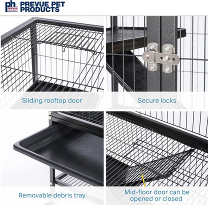 Prevue Pet Products 485 Feisty Ferret Home with Stand, Black Hammertone