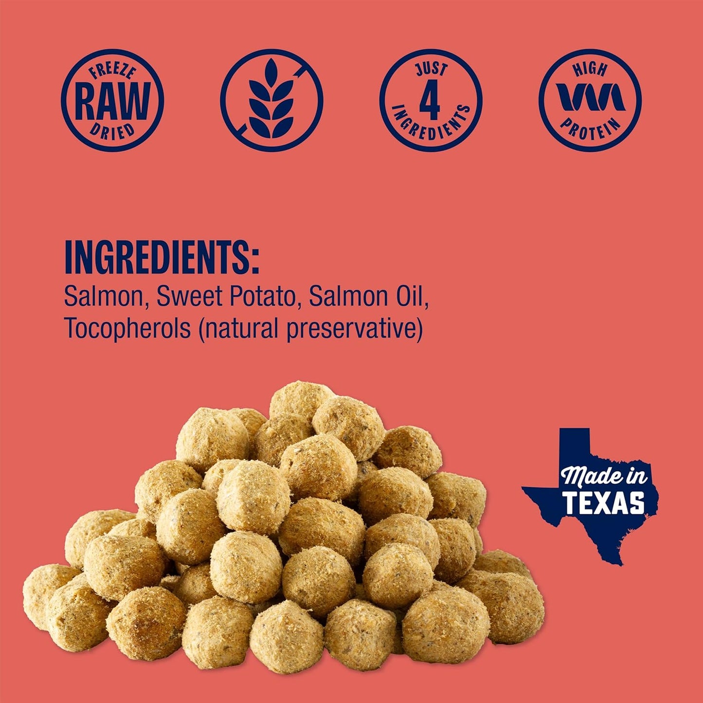 Muenster New 4 Ingredient Freeze Dried Salmon Meatball Treats for Dogs - Great for Training, Meal Toppers or Just for a Treat. 4 Ounce (Pack of 1)