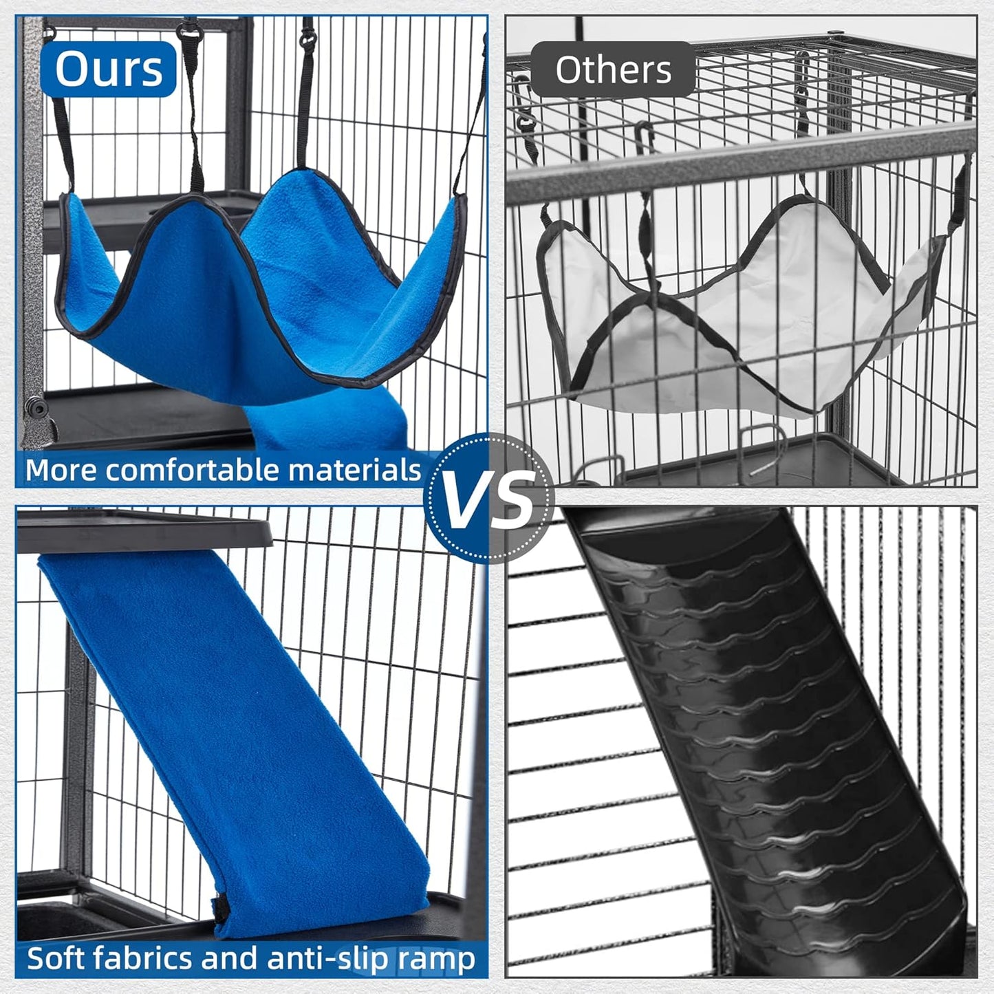 HABUTWAY 50''H Metal Small Animal Cages, Rolling Chinchilla Cage with Removable Ramps, Lagre Critter Nation Cage for Chinchillas/Guinea Pigs/Rabbit, Ferret Cages with Hammock & 5 Tiers, Black