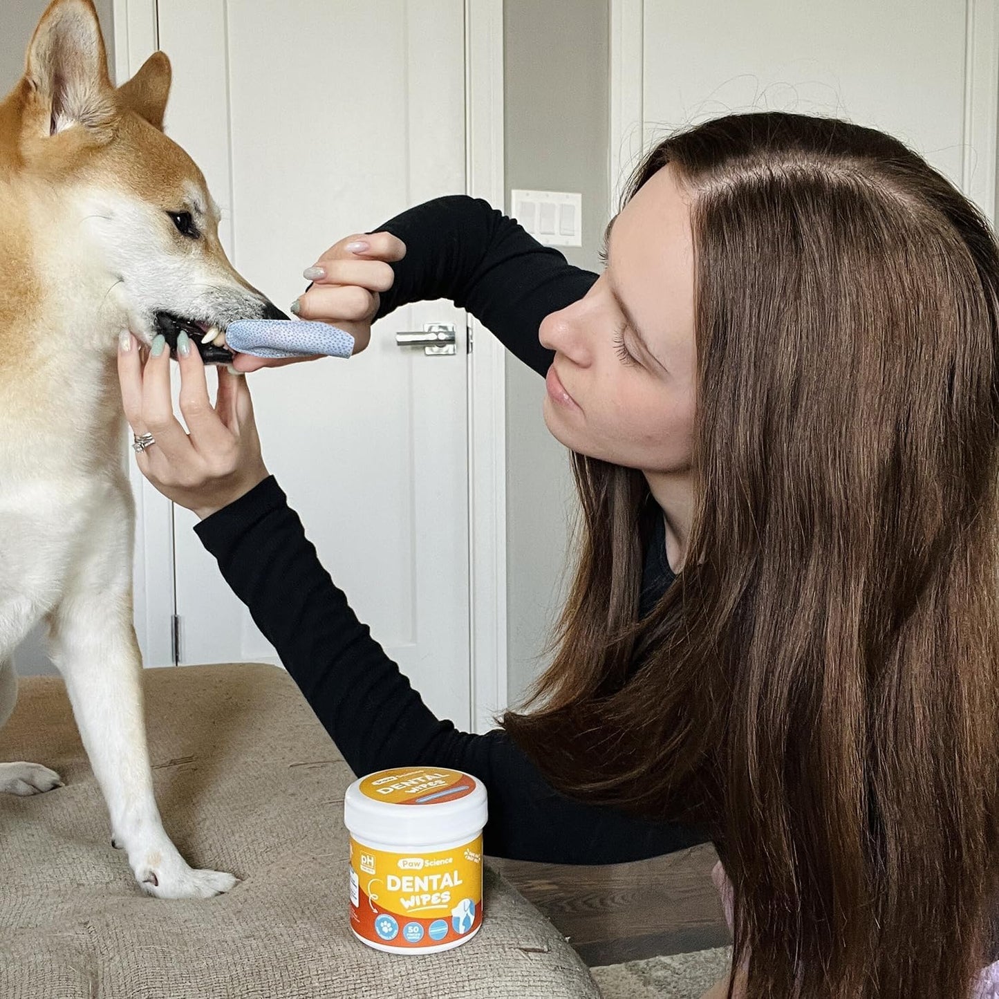 Dog & Cat Teeth Cleaning Wipes - Dental Finger Wipes for Cats & Dogs - Pet Toothbrush & Tooth Brushing Kit - Effective Teeth Cleaner (Unscented)