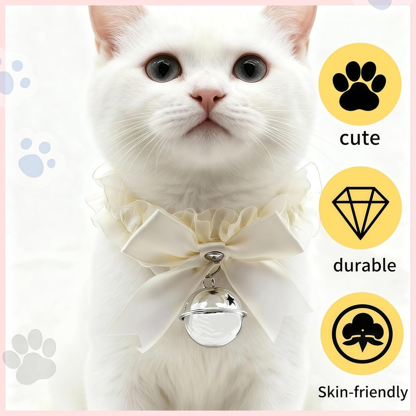 Christmas Cat Collars 2 Pack - Adjustable Kitten Collars with Jingle Bells, Festive Pet Costume Accessories for Small Dogs & Cats, Party Dress Up