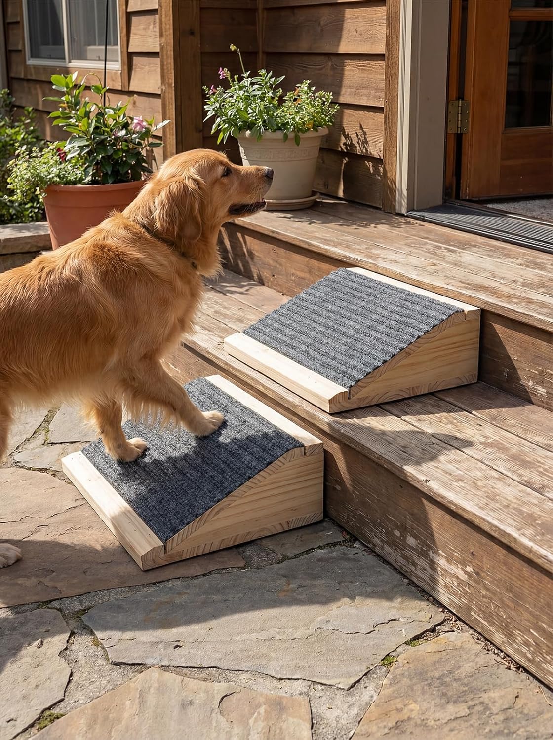 Dog Ramp for Stairs, Non-Slip Dog Stairs, Low-Angled Pet Ramps for Small Dogs and Cats, Medium Dogs, Step and Stair Assist for Injured and Older Pets, 2 Pack