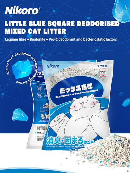NIKORO Tofu Cat Litter,Strong Clumping Cat Litters,Odor Control and Unscented Ultra Absorbent Water Flushable Bentonite Tofu Cat Litter,Dust Free Scent Free,21 lbs(5.29 lbs×4Bags)