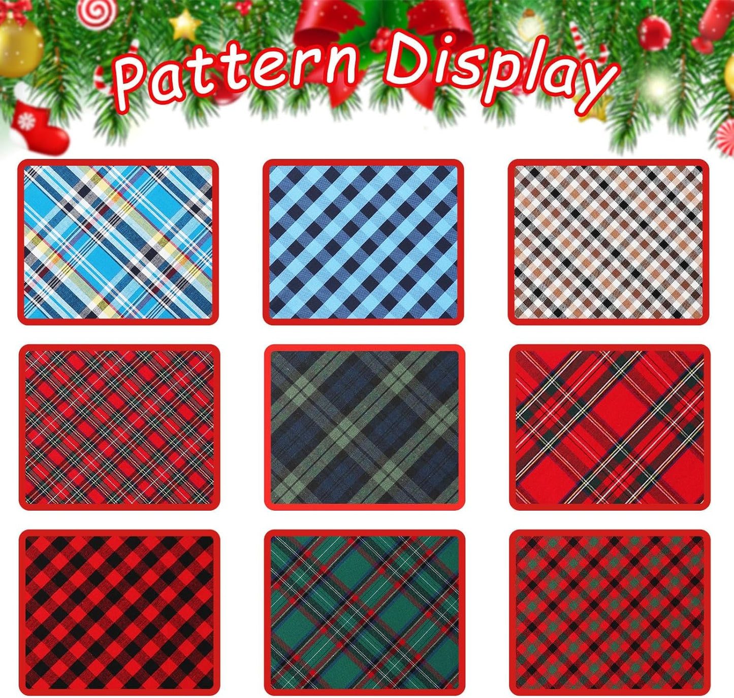 Unique Style Paws Dog Christmas Bandanas 1PC Washable Cotton Triangle Green Plaid Dog Scarfs for Small Medium Large Dogs and Cats