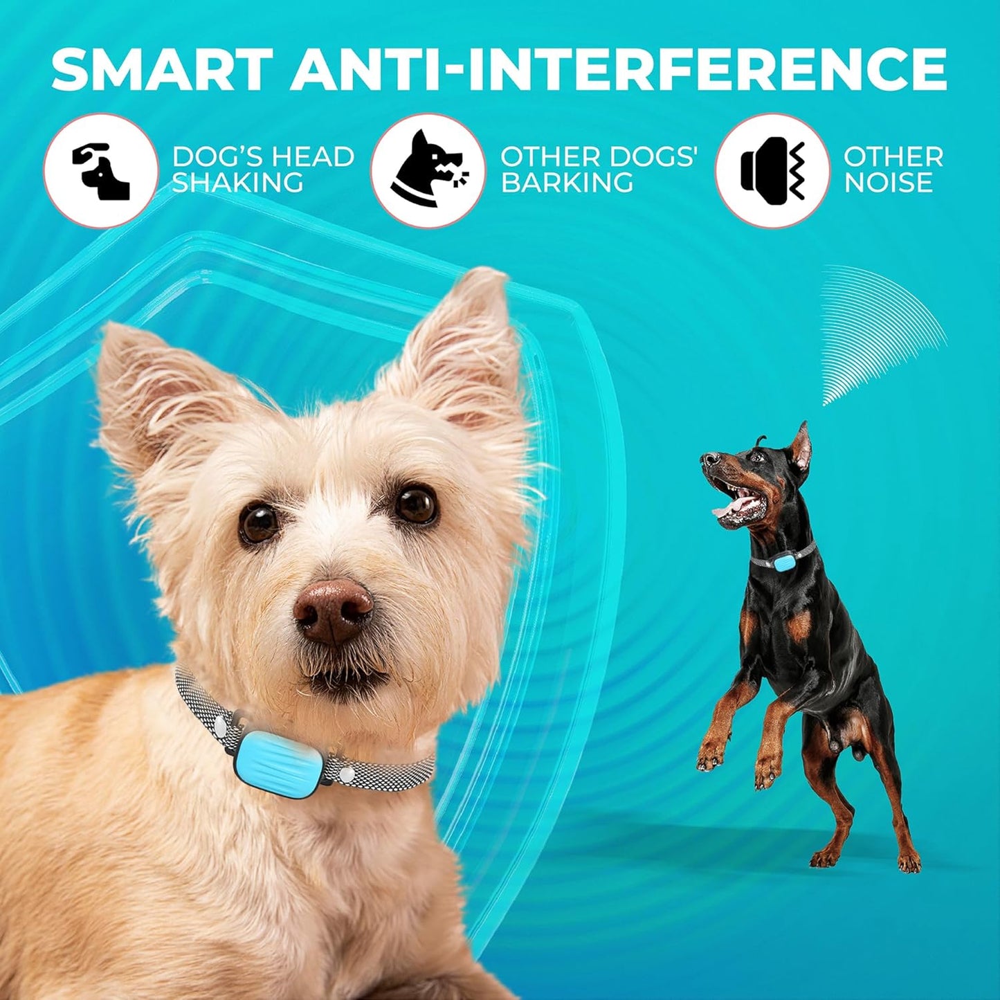 Bark Collar for Small/Medium Dogs, No Shock Anti Bark Collar, Rechargeable Anti Barking Collar w/2 Vibration & Beep Modes, Waterproof Shockless Smart Dog Stop Barking Control Device (Blue)