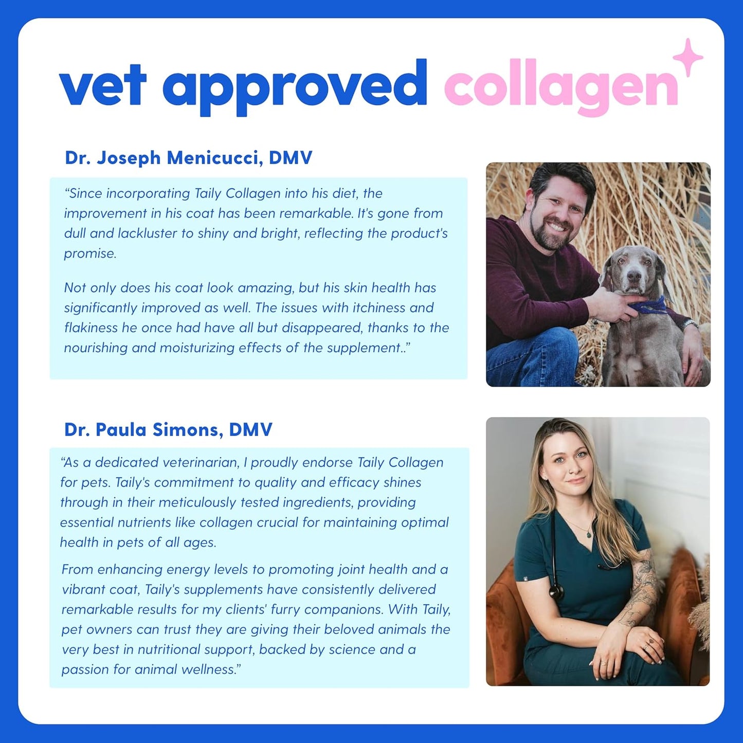 Taily Collagen for Dogs Skin and Coat Supplement, Cats | Taily Liquid Premium Grass-fed Collagen | Itch Relief for Dogs with Allergies, Biotin, Vitamin C and Hyaluronic Acid | Made in USA