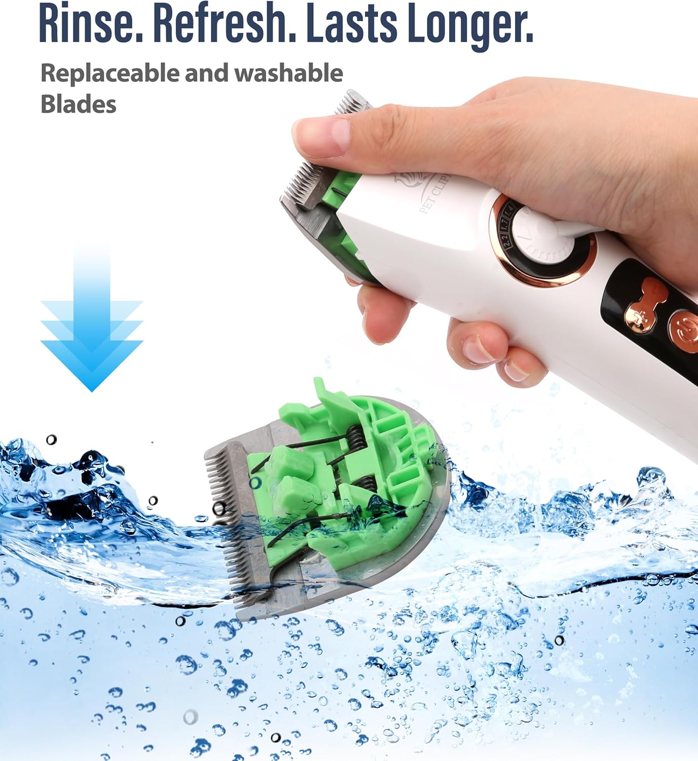 FENICE PEAK 10FC Low Noise Pet Dog Grooming Clippers Replacement Blade, 440C Stainless Steel Fixed & Plated Ceramic Moving Detachable Blade, 1.9mm 1/13'' (1 Count)