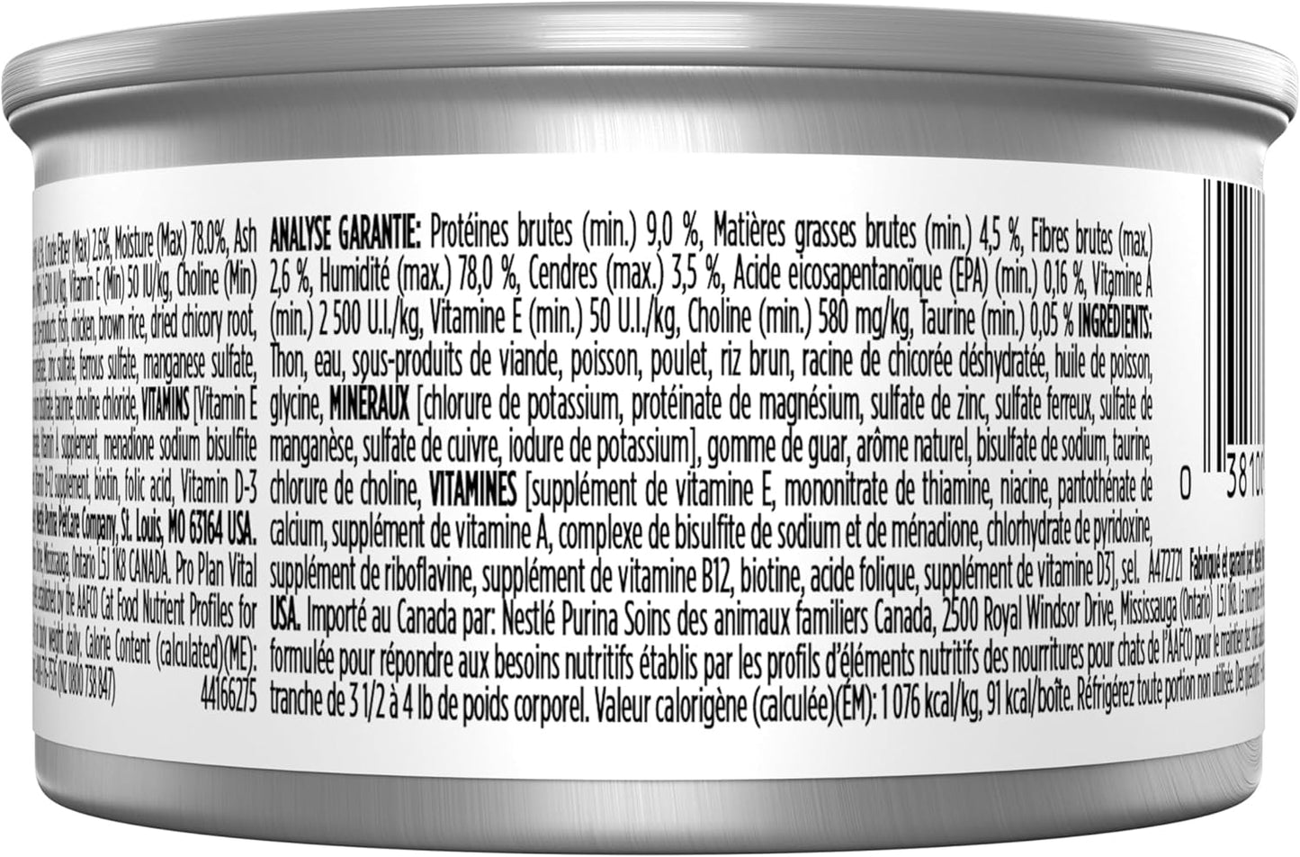 Purina Pro Plan Vital Systems Tuna Entree Wet Cat Food Pate 4-in-1 Brain, Kidney, Digestive and Immune Formula - (Pack of 24) 3 oz. Cans