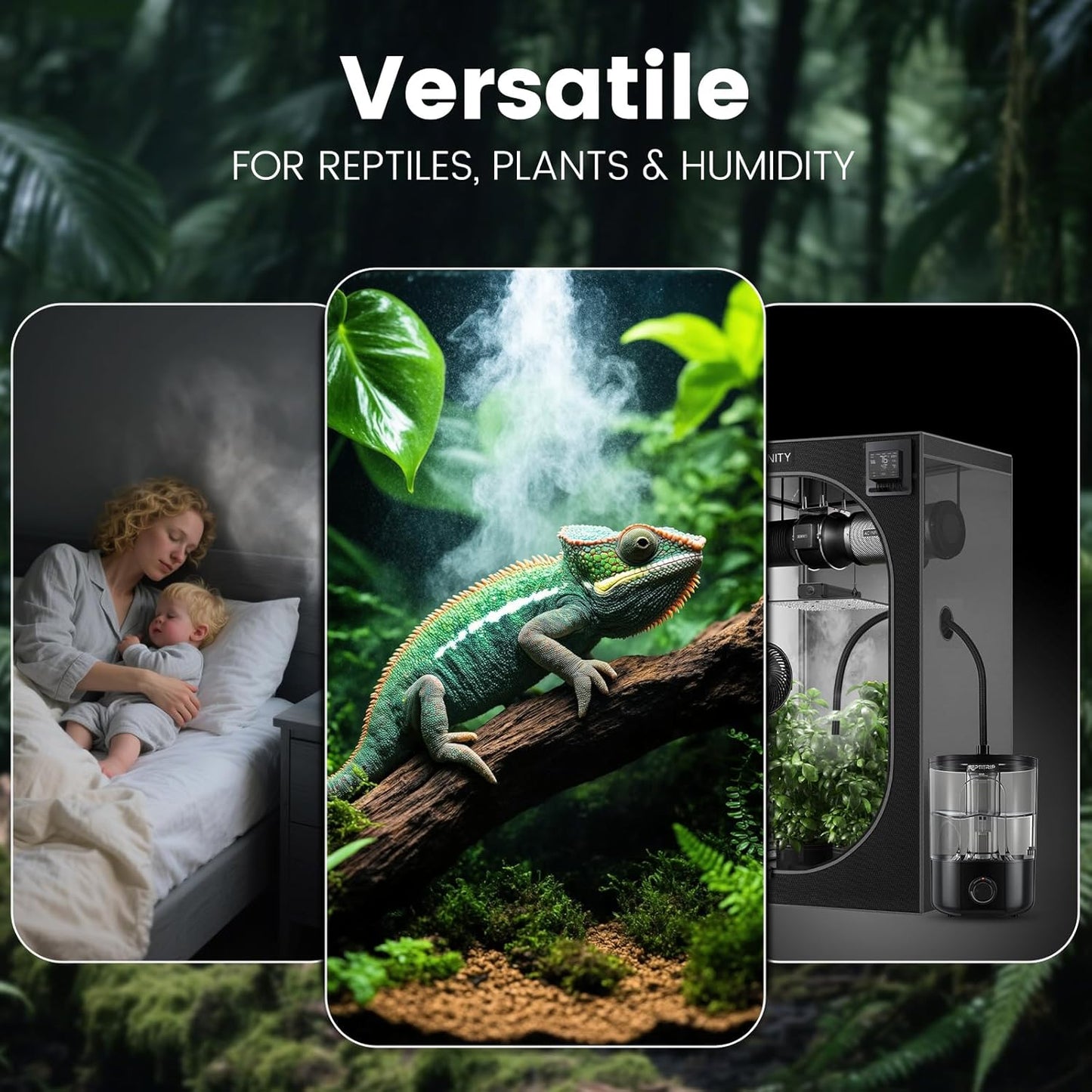 1 Gallon Reptile Humidifier Fogger for Terrariums, Adjustable Fog Volume, Ideal for Bearded Dragons, Lizards, Geckos, Snakes, Tortoises, Amphibians Humidity Increasing