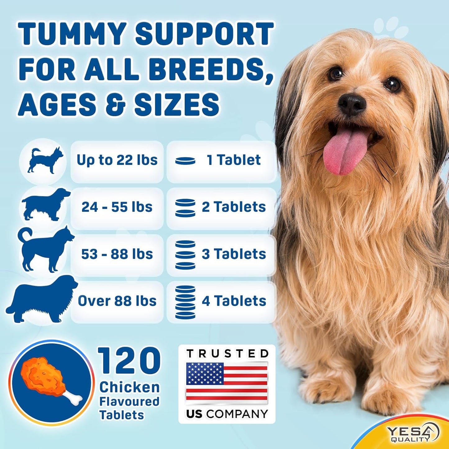 Dog Probiotics - Prebiotic & Probiotic Chews for Dogs - May Support Immunity, Digestive & Gut Health, Diarrhea, Flatulence Relief & Upset Stomach - 120 Chicken Flavored Tablets