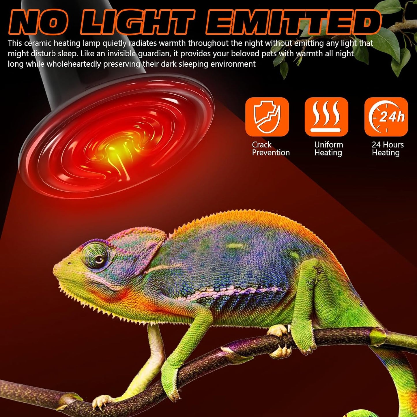 75W Ceramic Heat Emitter Reptile Heat Bulb E26 Base Heat Lamp Bulbs No Light Heat Lamp for Amphibian Pet Brooder Coop Lizard Turtle Snake Terrarium