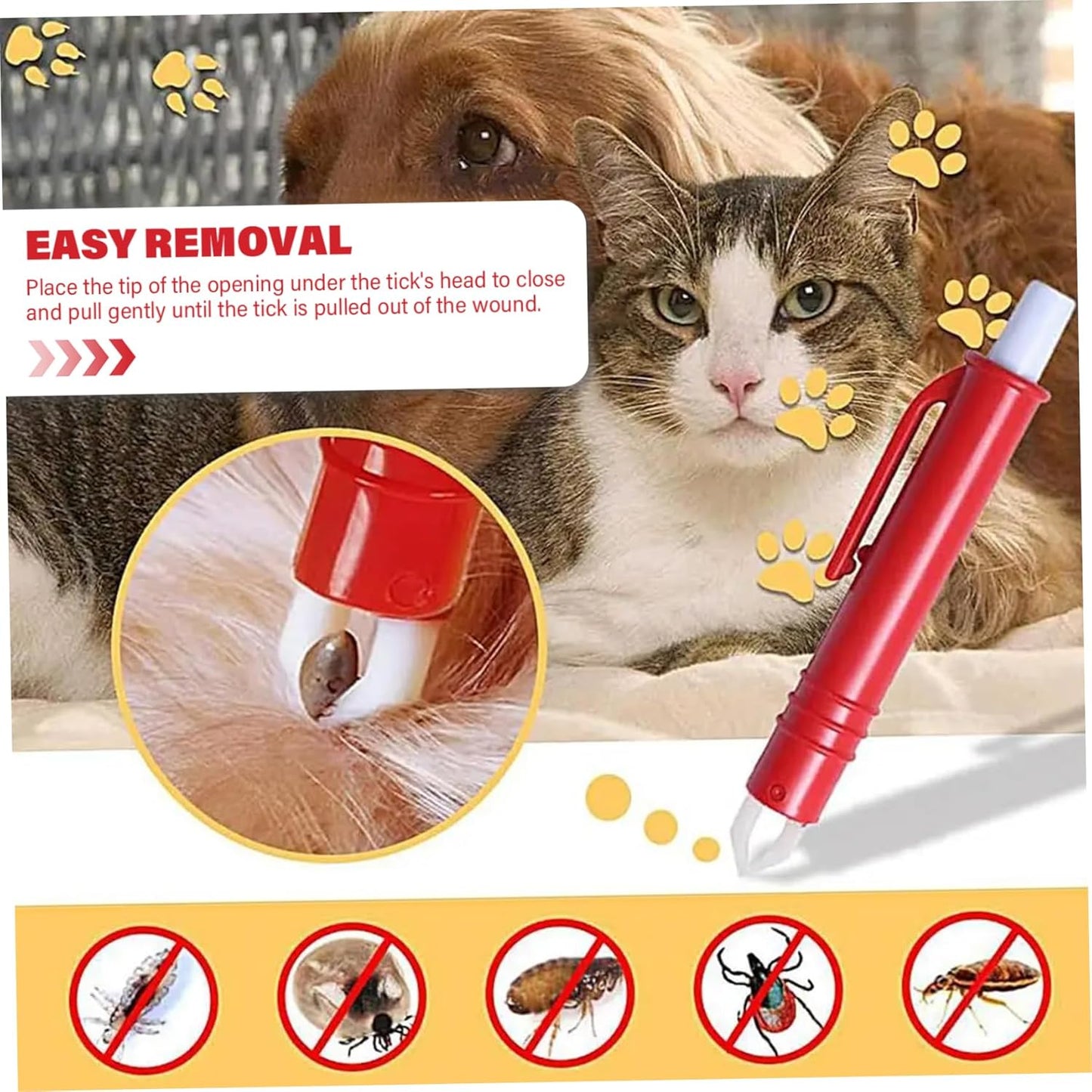 Tick Remover Tool Pen 3Pcs/Set Portable Lightweight PP Handheld Tick Tweezers Catching Pen for Dogs and Cats Remover Tool