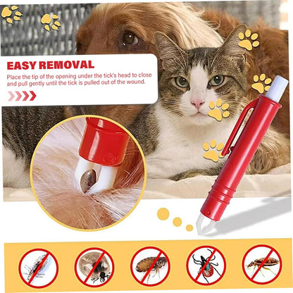 Tick Remover Tool Pen 3Pcs/Set Portable Lightweight PP Handheld Tick Tweezers Catching Pen for Dogs and Cats Remover Tool