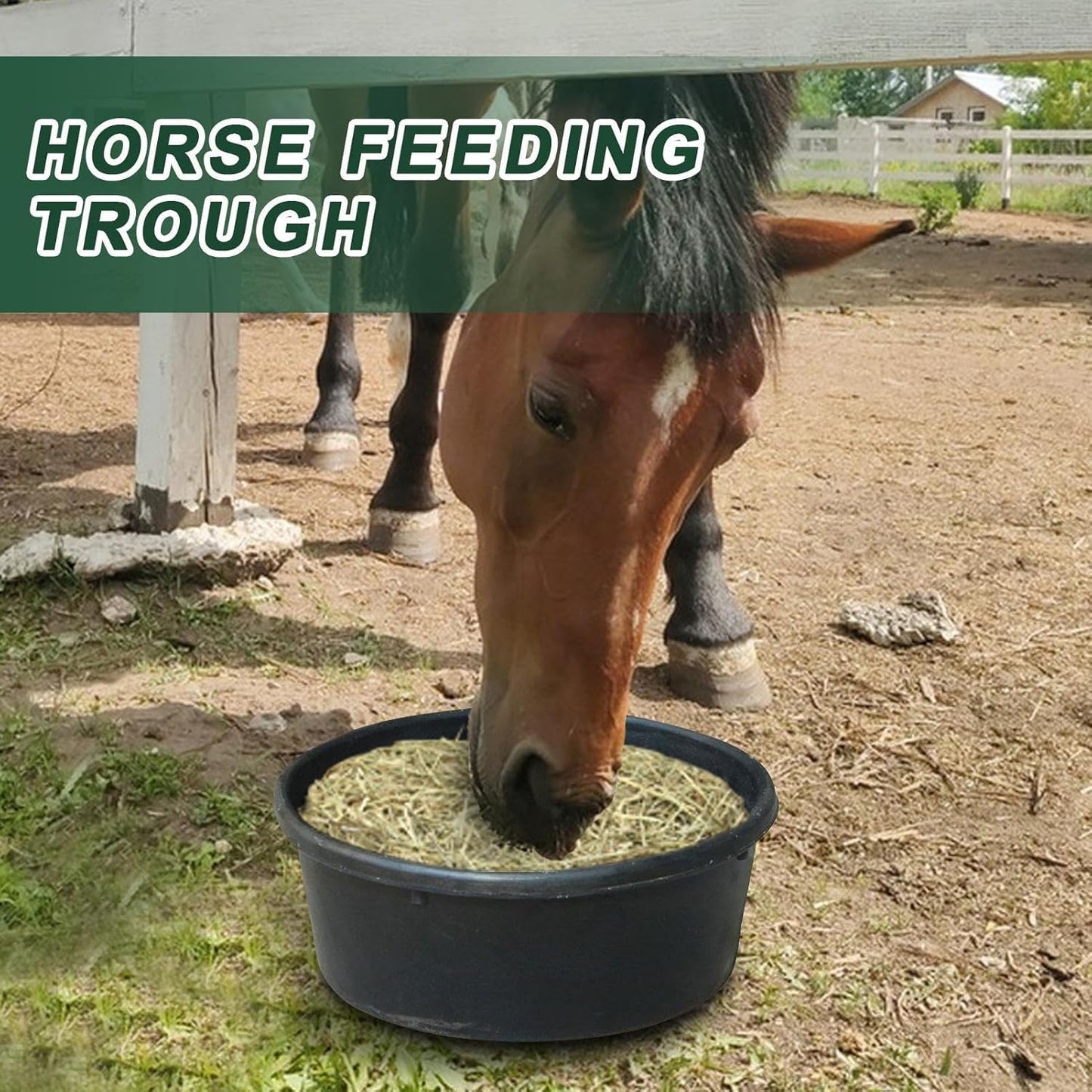 Horse Feed Pan, 4L Rubber Animal Feed Bowl, Water Trough Food Container for Dog Cat Duck Chicken Small Animal Ranch Farm Outdoor