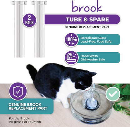 BROOK Tubes Replacement Part – 2 Glass Replacement Tube Spare Parts for The Brook All-Glass Cat Fountain (x2)