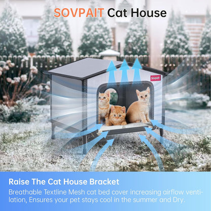 SOVPAI Outdoor cat House, Waterproof cat House for Stray Pets, Suitable for Outdoor/Indoor Cats, Easy to Assemble and Clean, Suitable for Multiple Pets and Large Cats (Brown, L 24 * 17 * 19