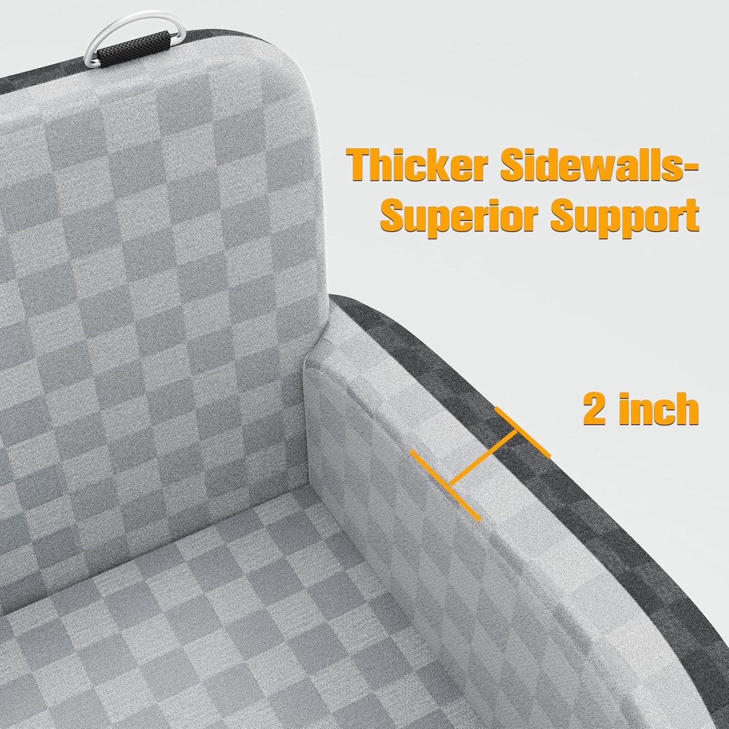 PETICON Waterproof Dog Car Seat for Small Medium Dogs, 6in Memory Foam Pet Booster Seat for Dogs up to 35 lbs with Pockets, Detachable Washable Pet Carseat with Y-Shape Safety Belt