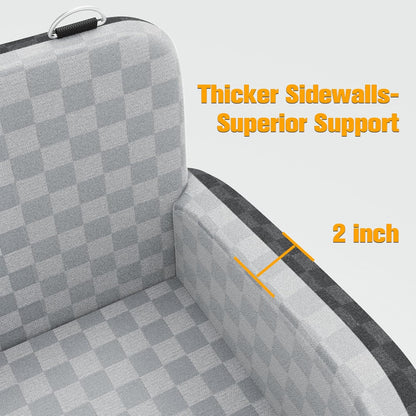 PETICON Waterproof Dog Car Seat for Small Medium Dogs, 6in Memory Foam Pet Booster Seat for Dogs up to 35 lbs with Pockets, Detachable Washable Pet Carseat with Y-Shape Safety Belt