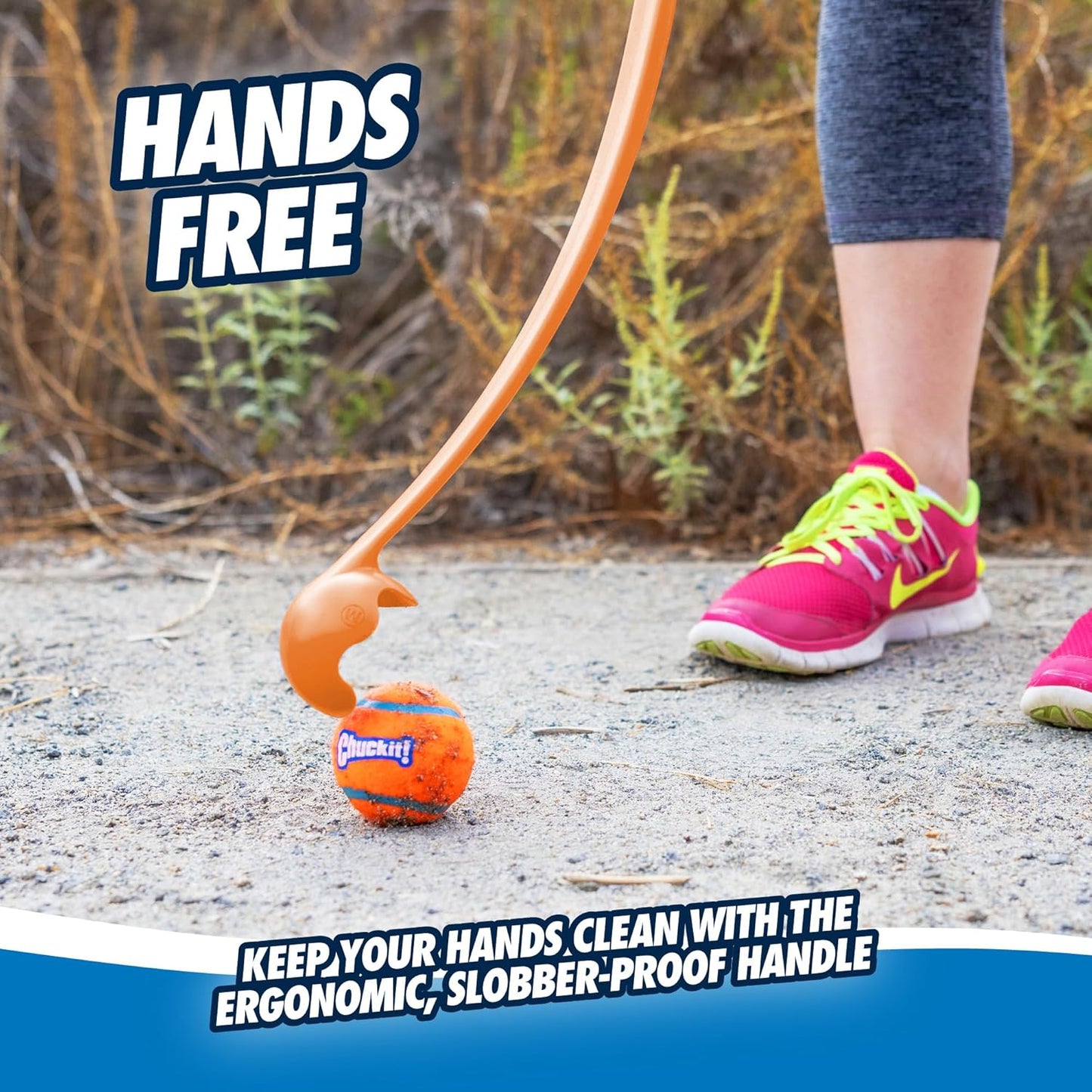 Chuckit! Sport 26L Dog Ball Launcher - Includes a 3-inch Diameter Large Ball for Dogs 60-100 Pounds - Manual Thrower for Dog Balls With a Slim Ergonomic Handle - 26-inch Length